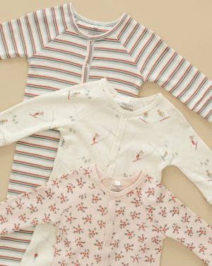 Organic Long John Pajamas || Holly Berry