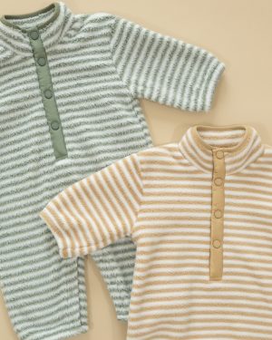 Fuzzy Winter Jumpsuit || Toffee Stripe